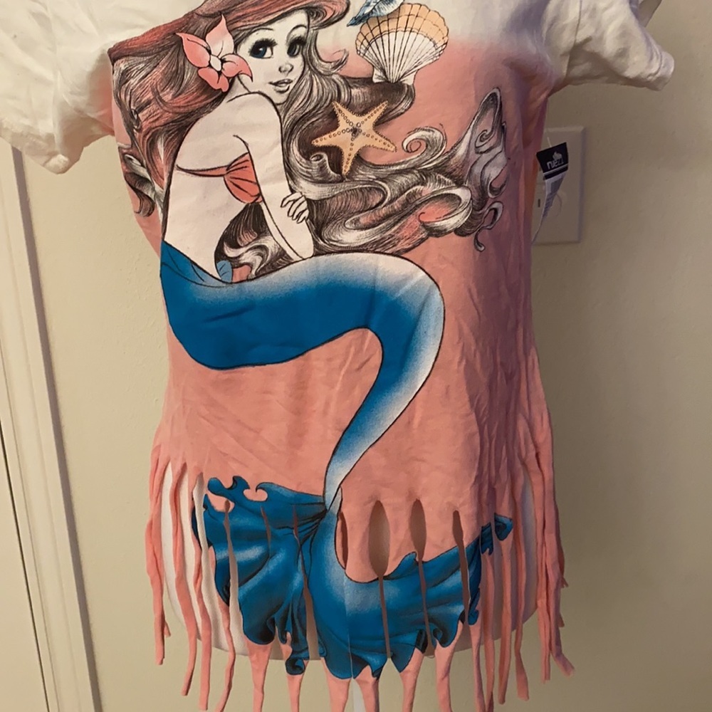Disney White and Pink Little Mermaid Fringe Tee - Picture 2 of 5
